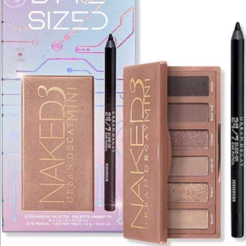 Urban Decay Naked3 Mini Eyeshadow Palette w/ Perversion Pencil Byte Size…